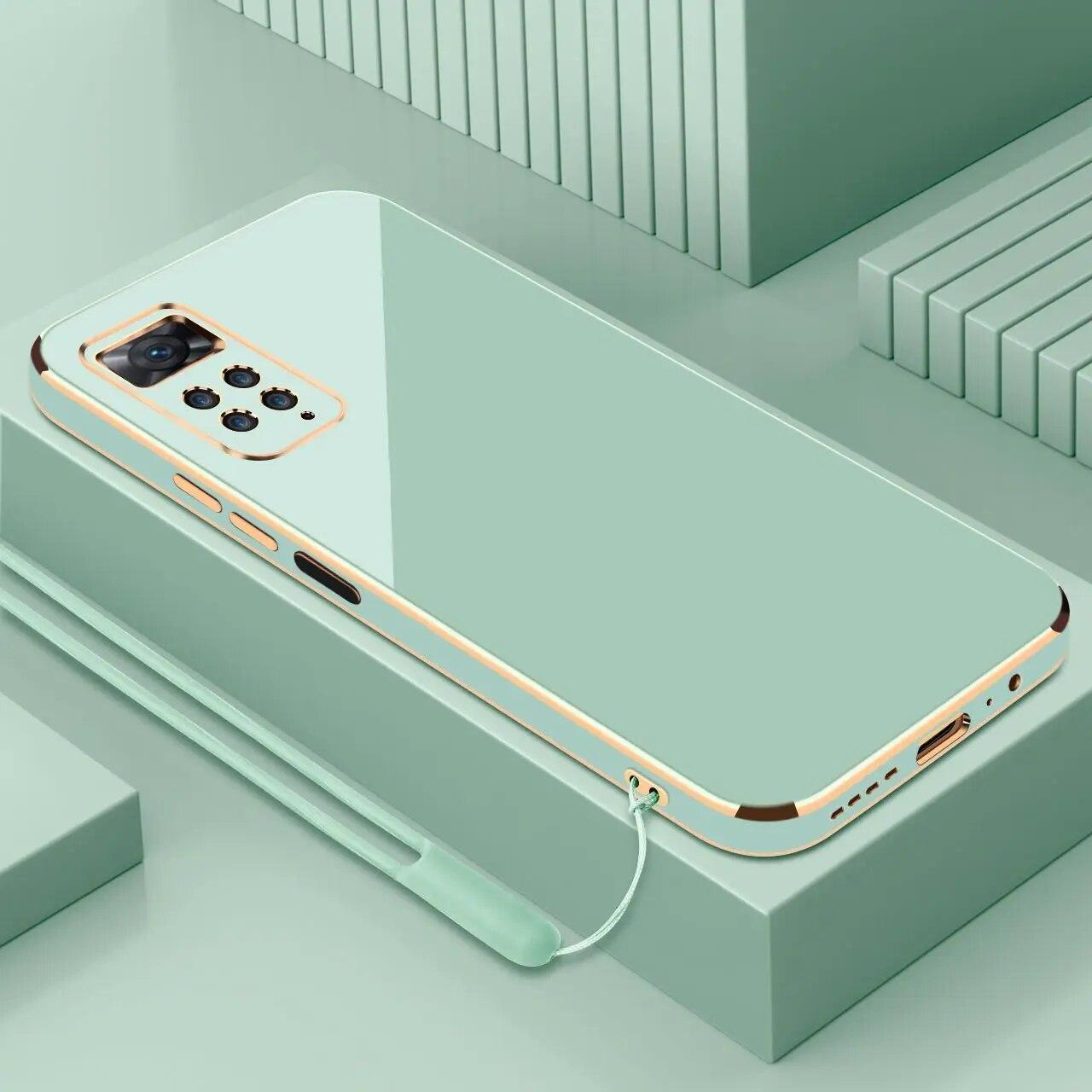 

Чехол для Xiaomi Redmi Note 11 Pro Redmi Note 11 Pro 5G, чехол ПРИМЕЧАНИЕ11PRO 5G, роскошный чехол для телефона с квадратным покрытием, противоударная задняя крышка Redmi Note 11 Pro&Case & Strap небесно-голубой