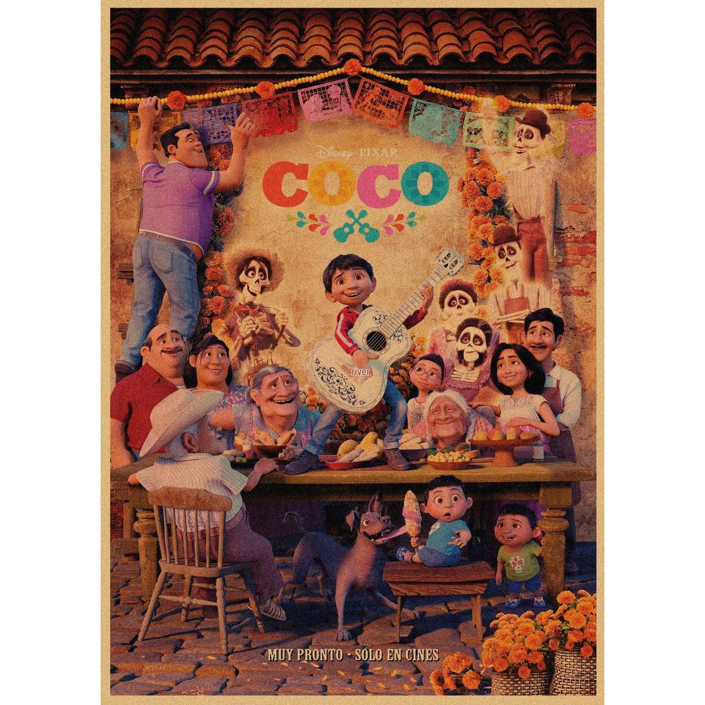Coco Retro Anime Kraft Paper Poster - Decorative Wall Art Mural