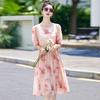 Popular French floral dress women's summer new temperament waist thin beautiful skirt
