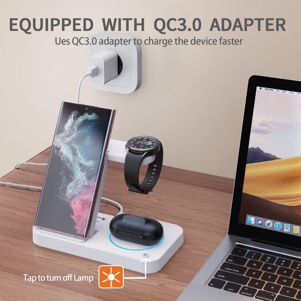 Fast 15w Portable 3 in 1 Wireless Charger Foldable 3 In1 Folding Stand PD Charging Station Dock for iPhone IWatch Earphone Watch