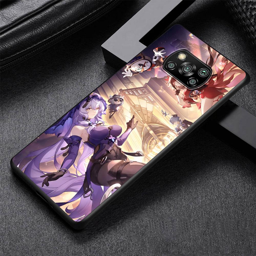 Black Swan Star Rail Sparkle Case for Xiaomi Poco M5s X3 NFC X5 F3 M4 M3 Pro Black Silicone Soft Phone Cover Coque