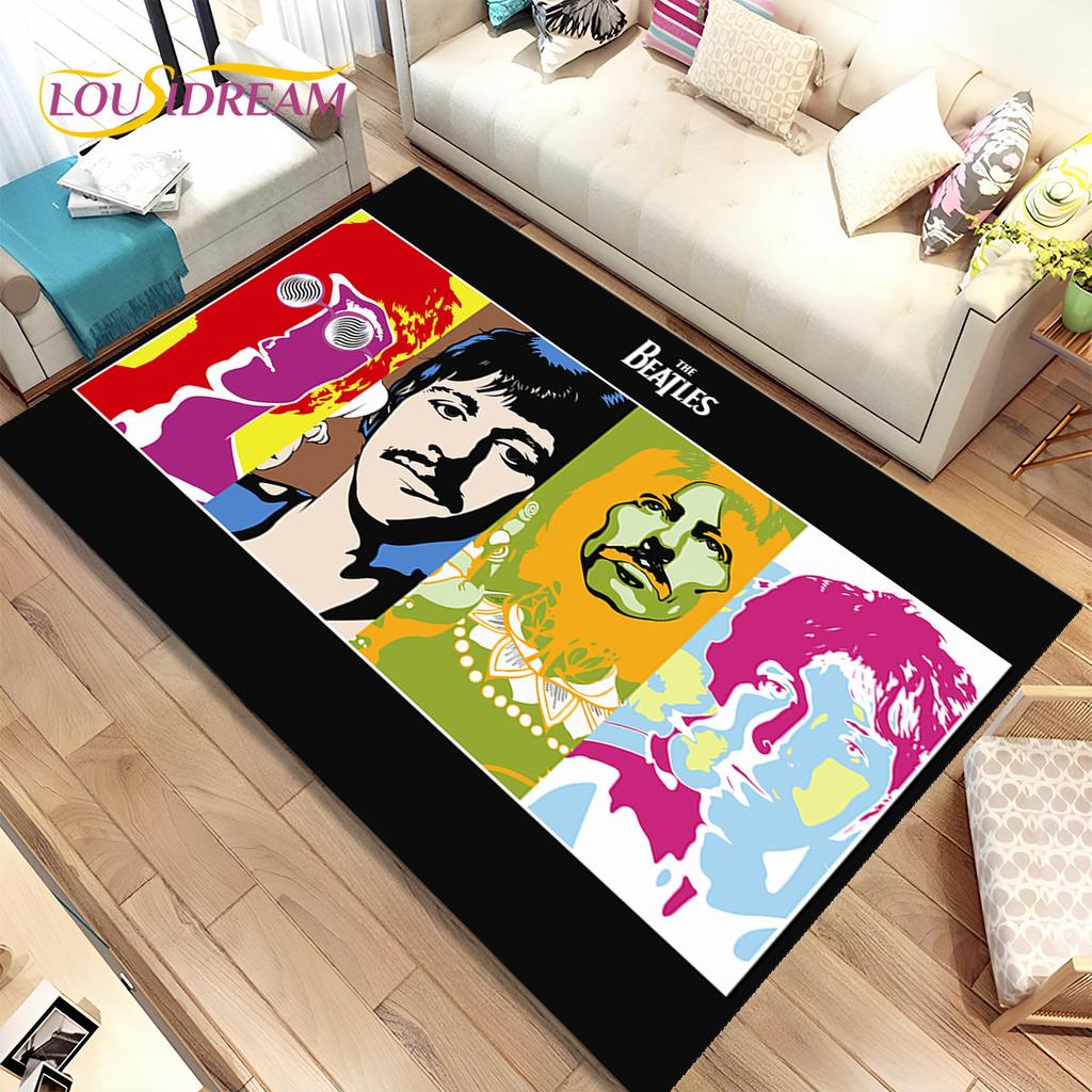 3D B-Beatles Rock Band Area Rug,Carpet Rug for Home Living Room Children Bedroom Sofa Doormat Decor,kids Play Non-slip Floor Mat