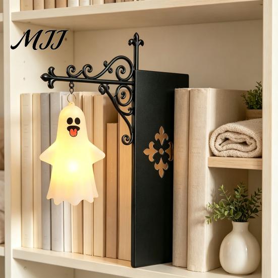 Decorative Book Nook Light Halloween Bookshelf Light, Vintage Metal Shelf Lamp, Battery Powered Miniature Chandelier for Bookcase Warm LED Nightlight