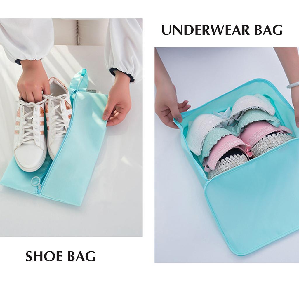 7Pcs Travel Organizer Set Clothes Shoes Toiletries Storage Bags Waterproof Lightweight