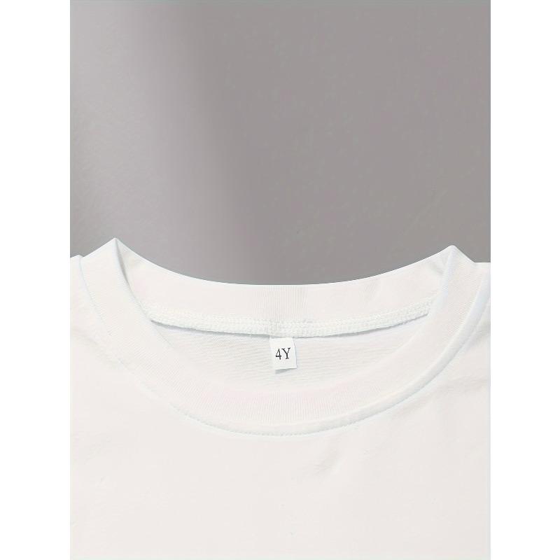 European Sizes Children OF COURSE Print Boy's T-shirt, Casual Short Sleeve Comfortable Versatile Tee Tops For Summer