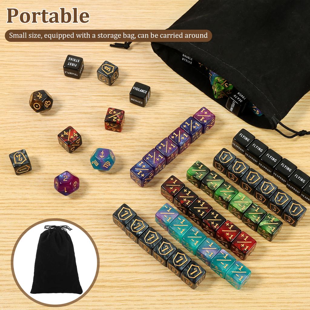 78/99 Pcs Counter Dice Set Acrylic Plus and Minus Dice Set Polyhedral Dice Toys with Storage Pouch for Party Games Accessories