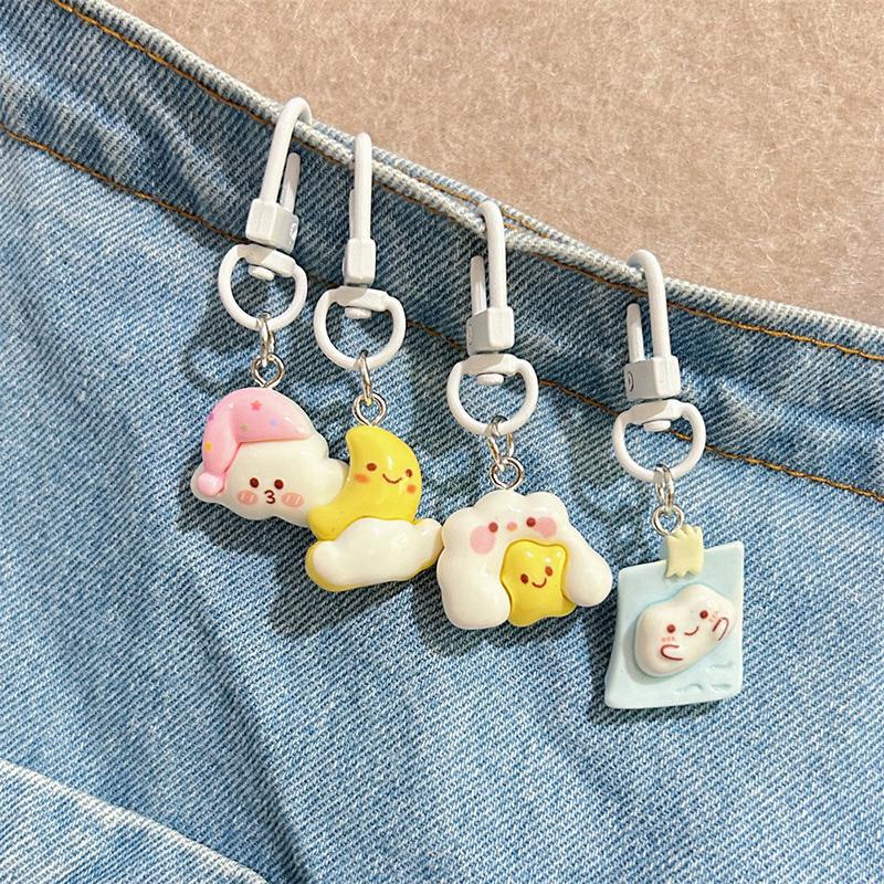 Cartoon Cute Cloud Keychain Kawaii Sweet Keychain Pendant For Women Girls  Versatile Backpack Decoration Accessories Gift