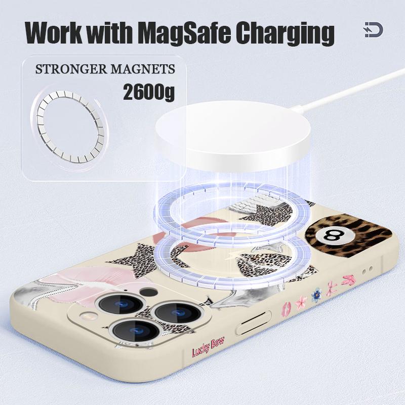Leopard Print Stars Billiards Case For iPhone 17 Pro Max Magnetic For Magsafe Silicone Cover For iPhone 16 Pro Max Funda iPhone 15 14 13 12 11 16E