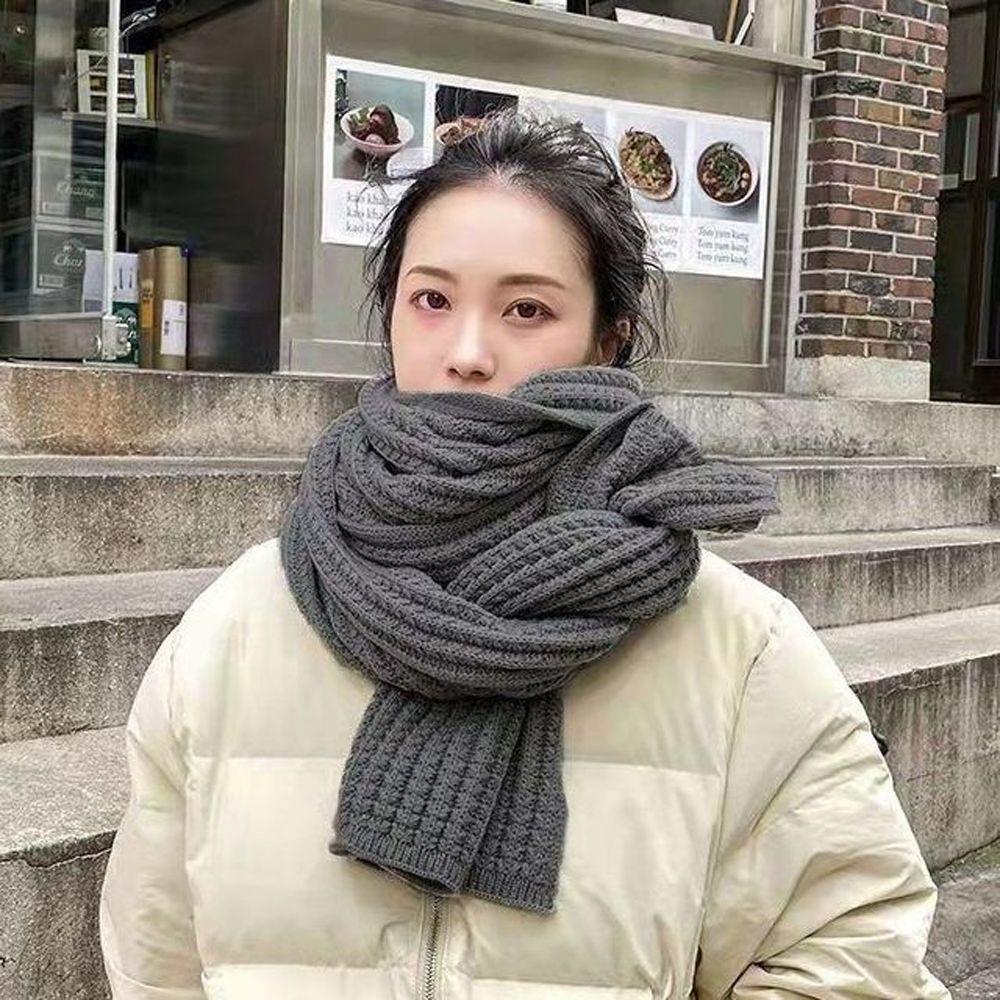 Vintage Soft Warm Winter Thicken Autumn Women Scarves Knitted Scarf Korean Long Shawls Solid Color