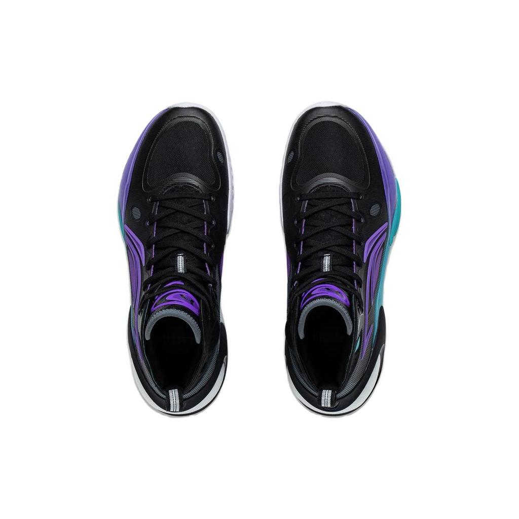 New LiNing YuShuai 17 Cushioning Wear Resistant Mid Top Basketball Shoes Men's Black Purple ABAT043-9