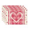 Red Black Love Mother's Day Placemats Set of 4, 12x18 Inch Seasonal Holiday Table Mats for Party Kitchen Dining Decoration