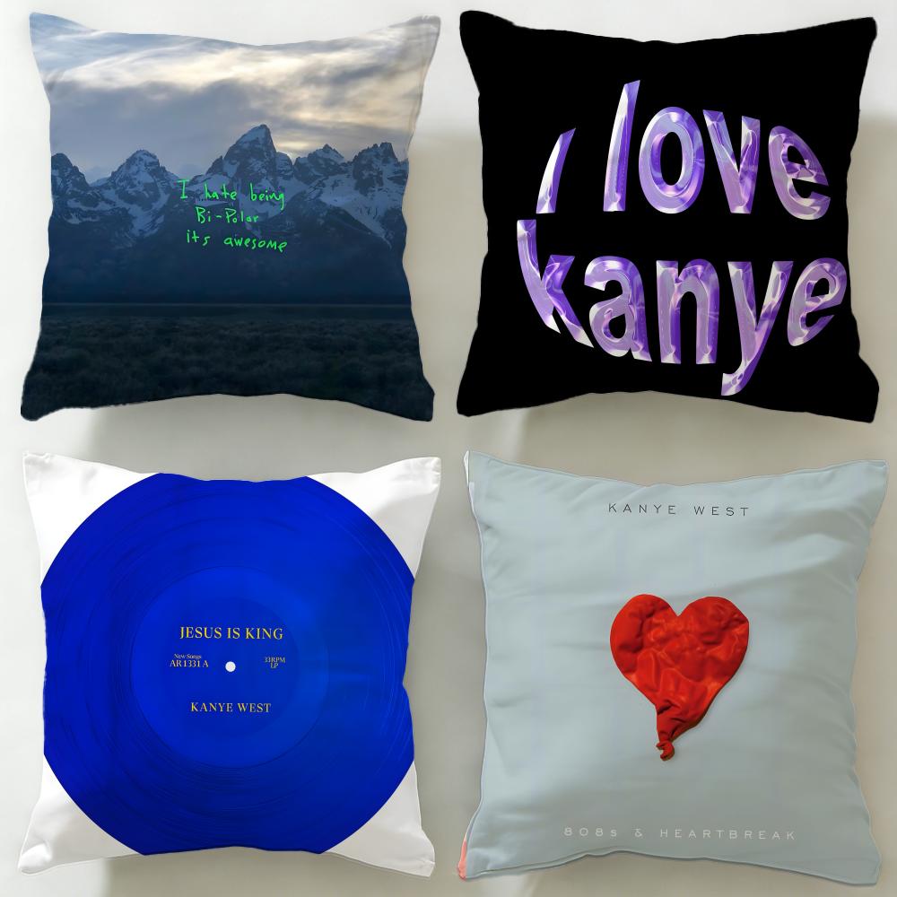 popular rapper Kanye Omari West Cushion Cover Soft EasyWash Pillow Case Versatile for Couch Bed Travel and Office