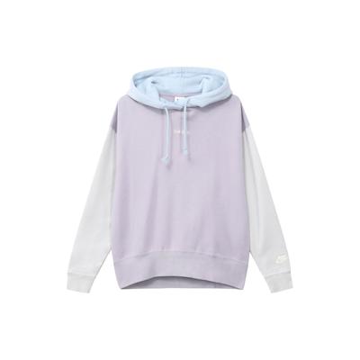 Odzież sportowa Haftowane logo Colorblock Polarowa podszewka Bluza z kapturem Pulower Damskie topy Jasnofioletowy DO6961-521