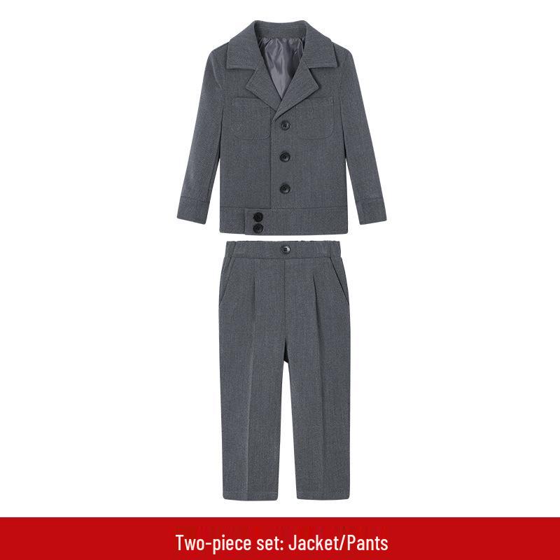 

Осенне-зимний смокинг для мальчиков в корейском стиле - Красивый однотонный комплект с пиджаком 150cm, suggested weight 68-79 kg