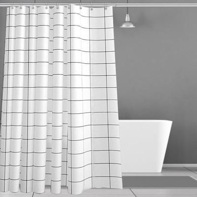 Simple Modern Black and White Lattice Thickened Waterproof and Mildew-proof Partition Curtain PEVA Shower Curtain with Hook
