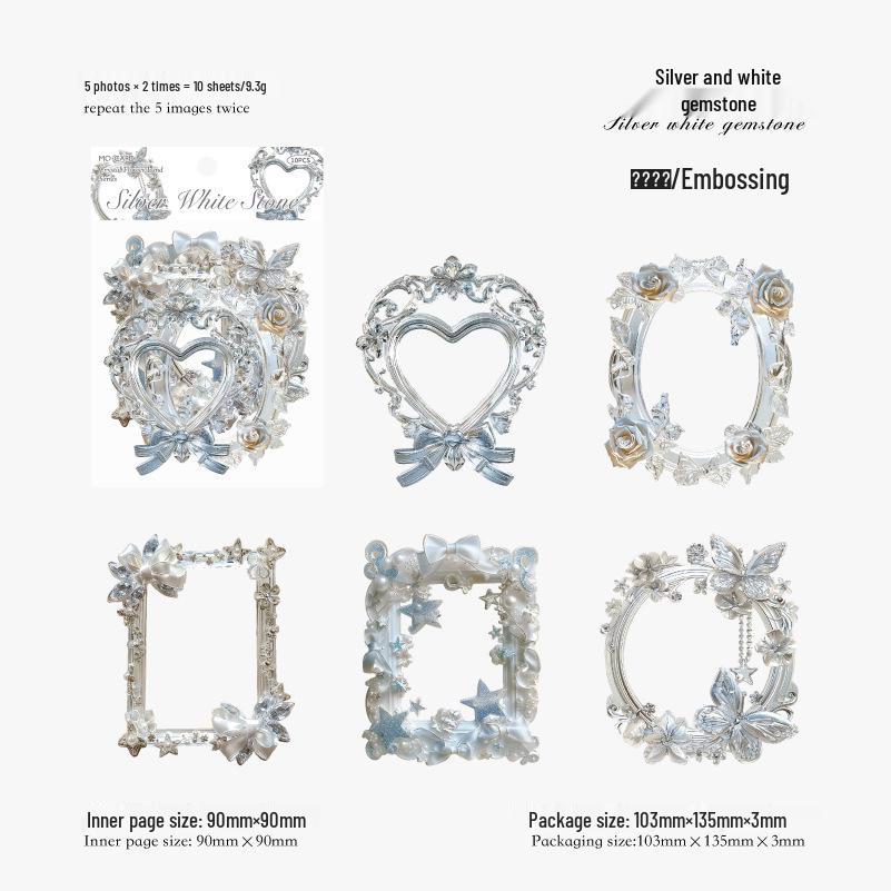 Momo Crystal Flower Border Collage Card: Retro European Journal Decoration Material