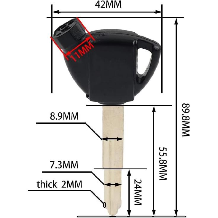 GZYF Magnetic Black Motorcycle Blank Key Uncut Blade Motorcycle Blank Key Replacement for Suzuki AN250 AN400 AN650