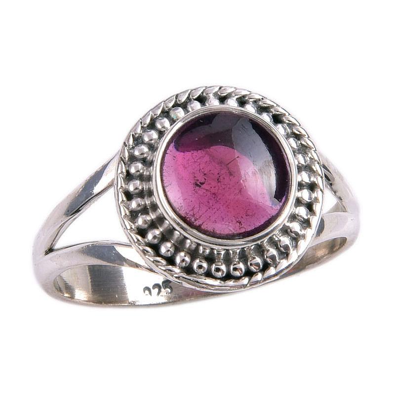 Natural Garnet Gemstone 925 Solid Sterling Silver Jewelry Ring Size 7.5 V9O77