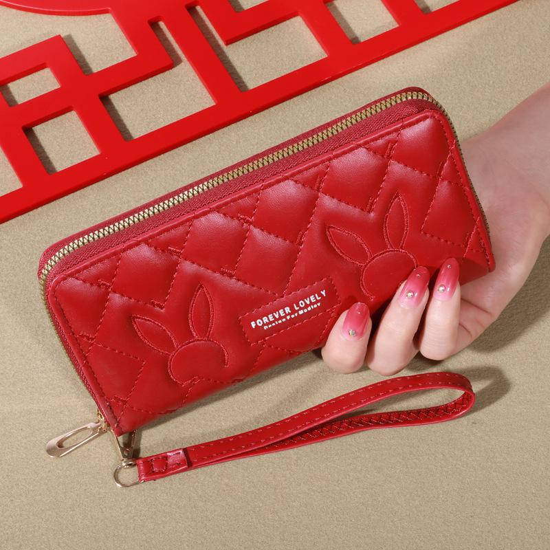 New Wallet Korean Version Cute PU Long Zero Wallet Large Capacity Women's Multi Card Zipper Handheld Phone Bag