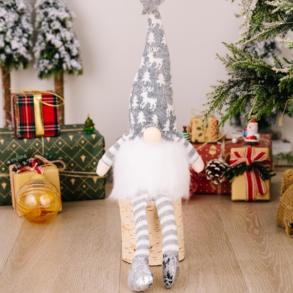 Entzückende Weihnachtsdekoration Plüsch-Wicht stehend Rentier-Design Rote Graue Farben