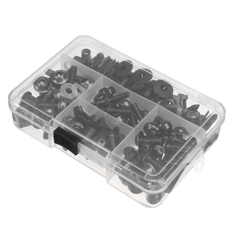 195pcs Universal Motorcycle Fairing Bolts Kit Windscreen Screws Windshield Bolts Fairing Mountings Fastener Clips Screw M5 M6