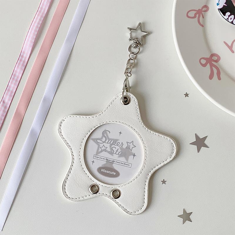 

Korean Style Stars Photo Card Holder Cute Girl Idol 3-Inch Photo Storage Cartoon Backpack Decoration Keychain Gift белый
