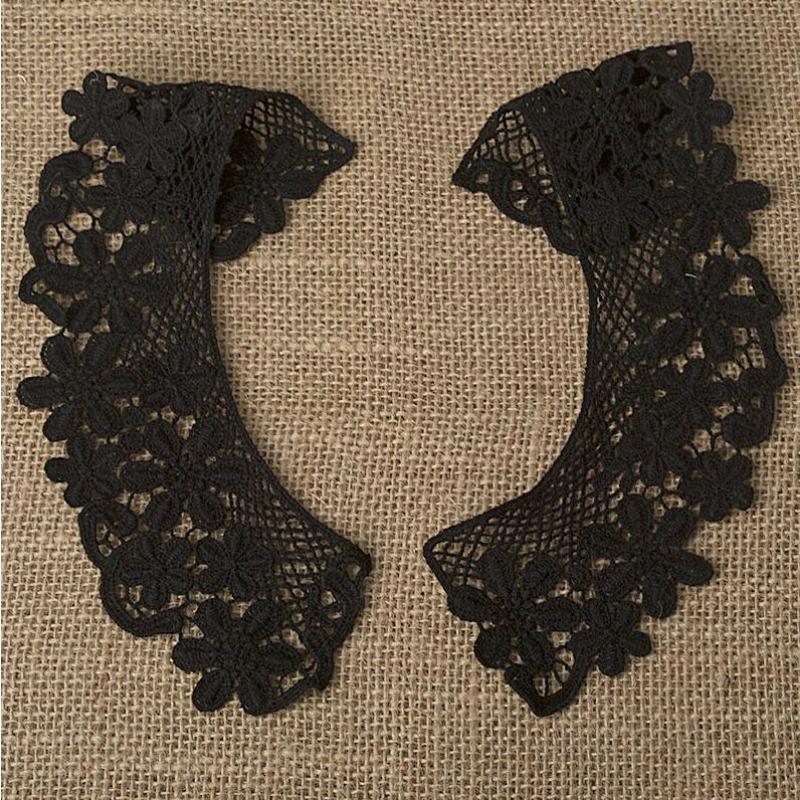 1 Pair Embroidery Cotton Lace Fabric Neckline Collar Trim Craft Ribbon DIY Sewing Collar Guipure Applique Wedding Decor