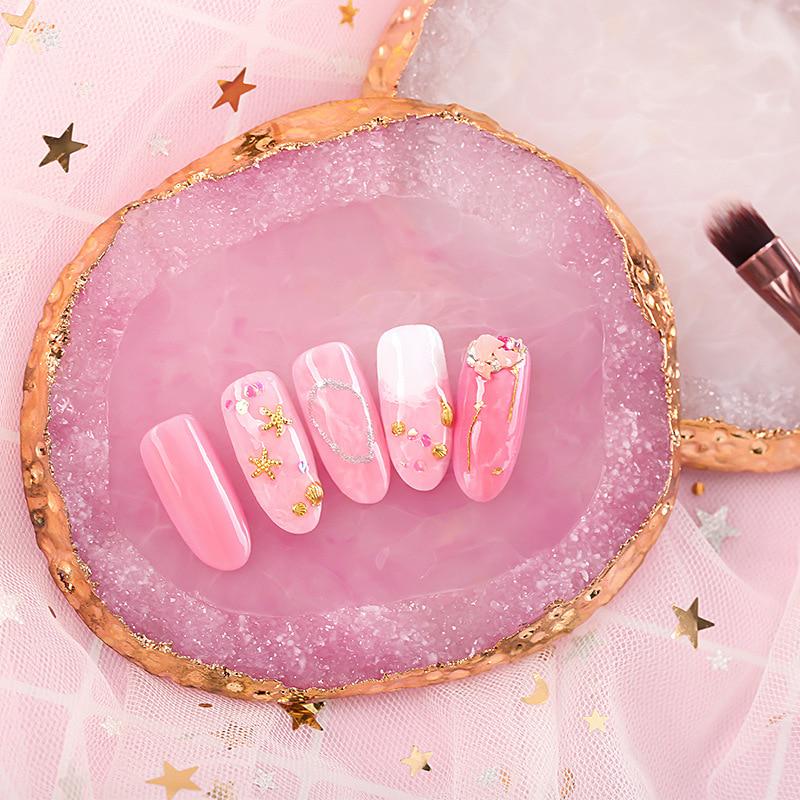 Resin Stone Transparent Color Nail Art Palette Mirror Glass Pallet Tool Blending Pigment Nail Tips