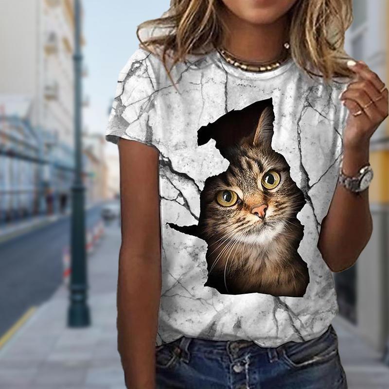 

Модная женская футболка с принтом, забавная повседневная футболка с круглым вырезом и короткими рукавами, летняя женская футболка XS белый