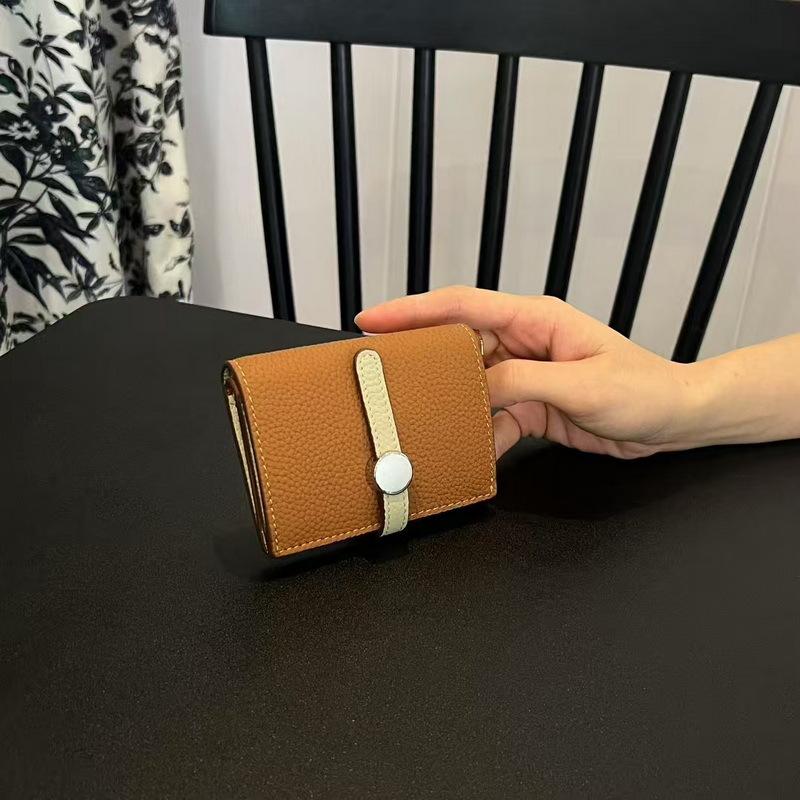 26 New Genuine Pickup Truck With Leather Toe Layer, Women's Foldable Short Wallet, Trendy Leather, Fashionable Drawstring, Versatile Wallet