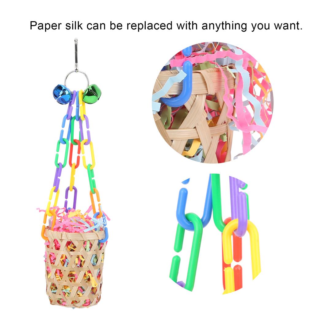 Bird Chewing Toys Colorful Shredder Basket Chewing Toys Foraging Hanging Basket for Parrots