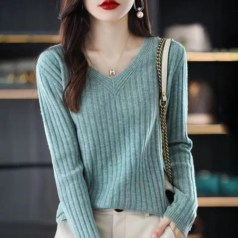 Pullover für Damen Winter V-Ausschnitt Verdickter Pullover Warm Gestrickt Dehnbar Langarm Oversize Jumper Pullover Tops