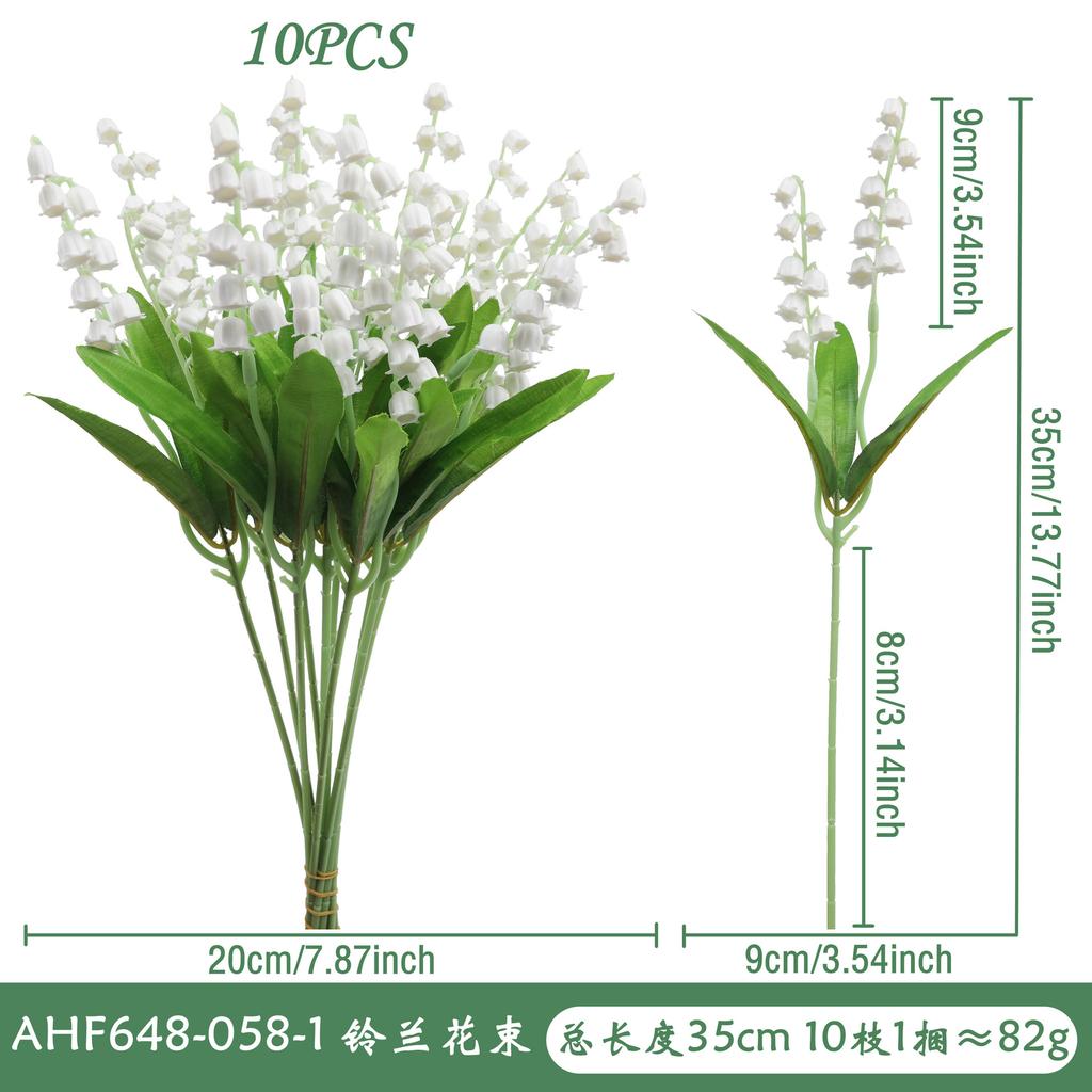 10pcs/set Simulation Green Plants Lily Valley Bride Hold Bouquet Home Decoration FIower Supplies High-End Wedding Prop Wholesale