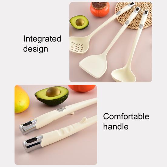 4Pcs Silicone Spatula Set Long Handle Non Stick Spatula Slotted Spoon Turner Ladle High Heat Resistant Kitchen Utensils for Omelettes
