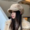Autumn and Winter Beret Cap Women's Imitation Mink Hair Thermal Ear Protection Hat Versatile Casual Retro Octagonal Hat Painter Hat