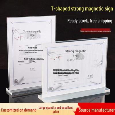 T-förmiges magnetisches Acryl-Tischschild: Doppelt verwendbarer horizontaler/vertikaler A4 A5 Ausstellungsständer