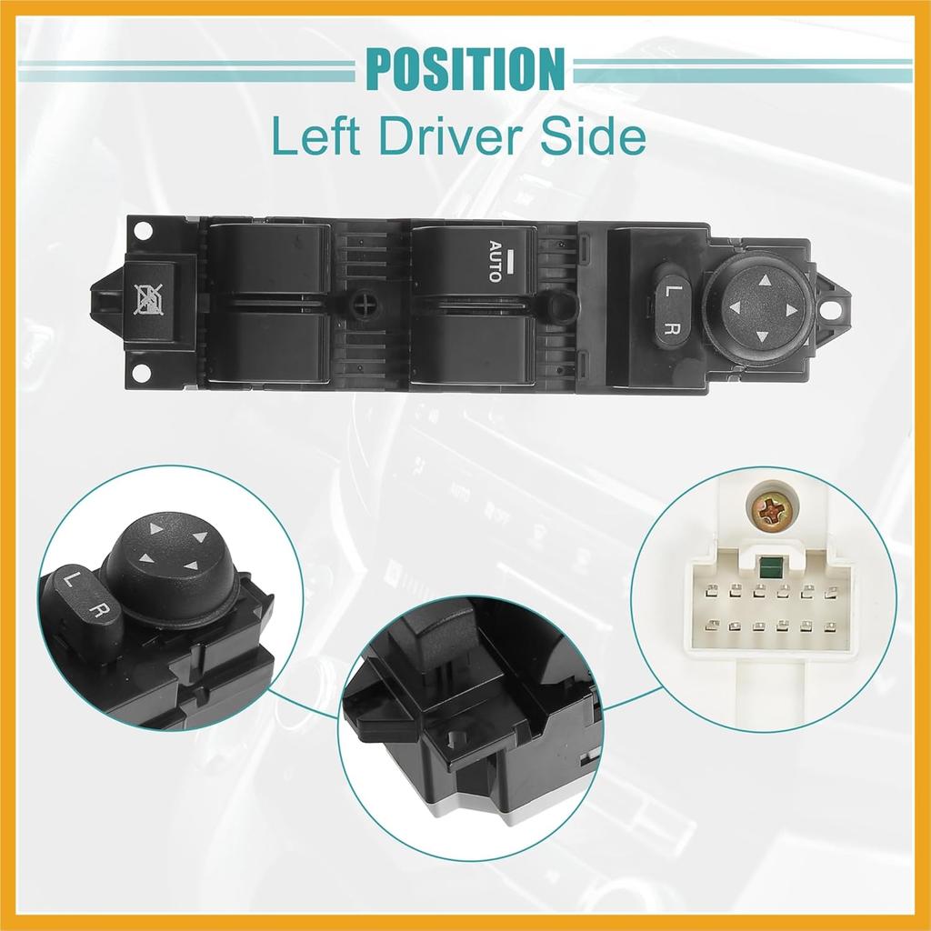 Front Left Driver Side Master Power Window Switch Fit for Mazda 3 Mazdaspeed S I 2010-2013 No.BBM266350B - Pack of 1 Black Replacement