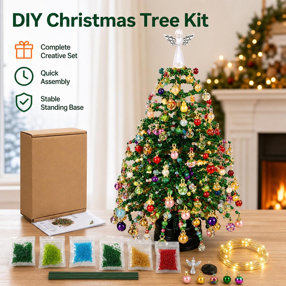 Handgefertigtes DIY Perlen-Weihnachtsbaum-Bastelset Mini Kristallperlen-Weihnachtsbaum Schreibtischdekoration Weihnachten DIY Bastelbedarf