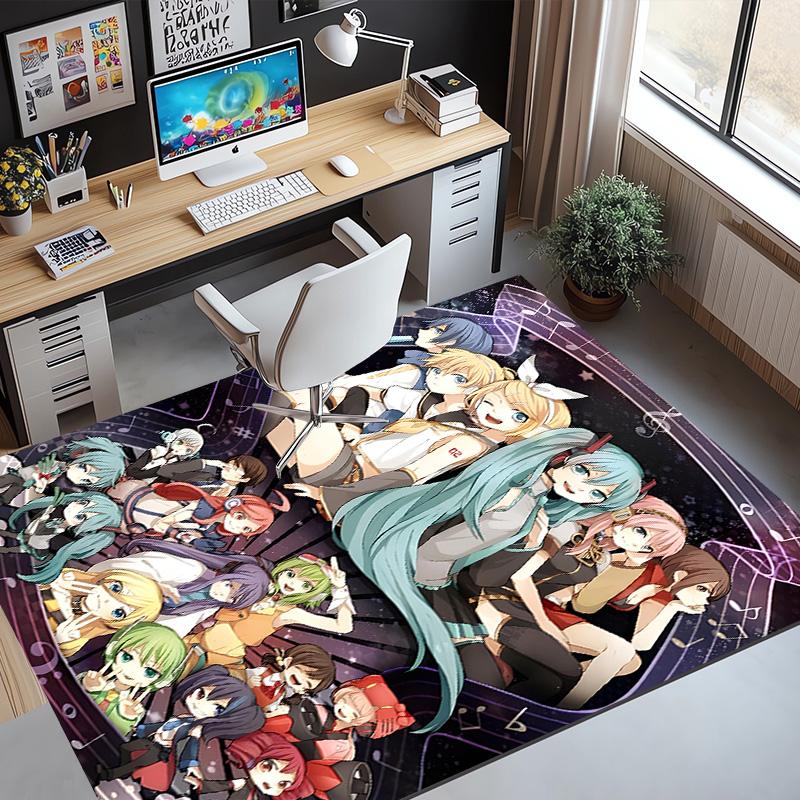 Hatsune Miku Pattern Rug, Indoor/Outdoor Mat, for Picnic, Gameroom, Bedroom, Office, Living Room, Home Decor Carpet, Birthday Gift
