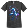 Mewtwo Psychic Creature T Shirt Neon Blue Purple Fantasy Gamer Graphic Art Tee