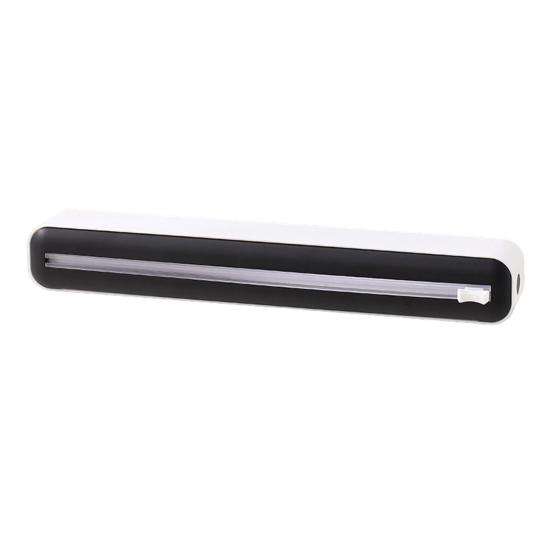 Plastic Wrap Dispenser with Slide Cutter Adjustable 2-In-1 Food Cling Wrap Film Roll Holder Cutting Tools Kitchen Gadgets