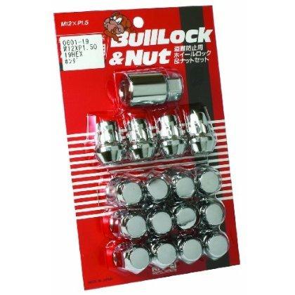 KYO-EI (Kyoei Sangyo) Automotive Lock Nuts Bull Lock (Bag Type) 19HEX M12xP1.5 4H for Vehicles, 16 pieces, 0601-19