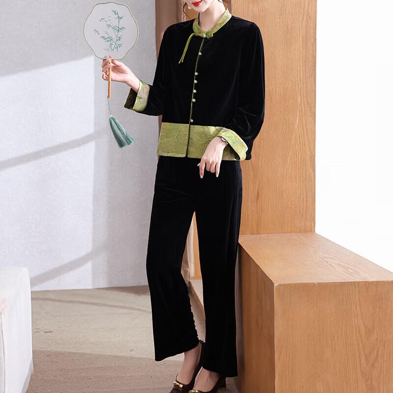 

XUEXI Женский новый велюровый костюм-двойка в китайском стиле XL