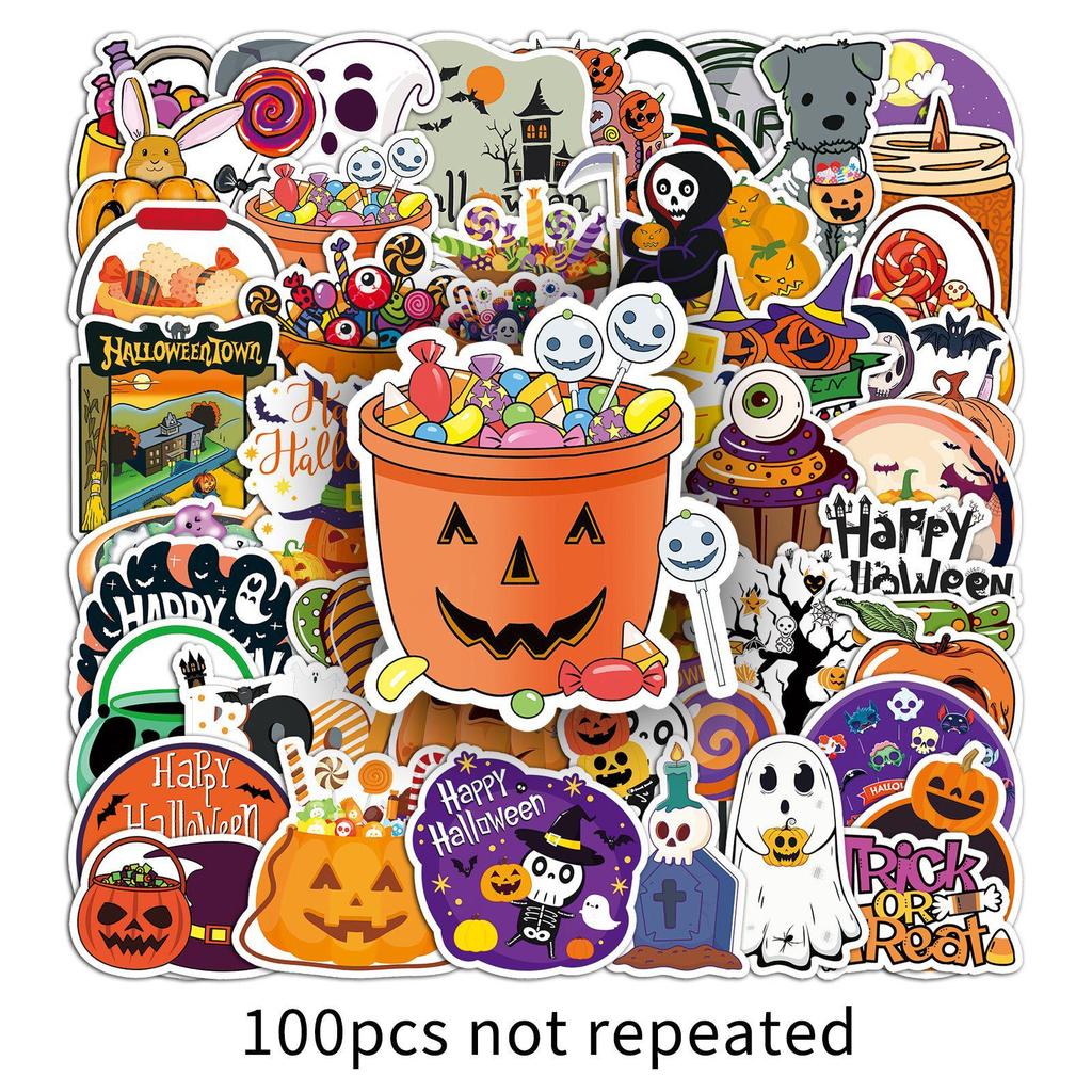 100 Halloween Cartoon Horror Stickers for Journals & Phones