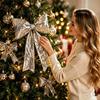 Retro Christmas Sequin Bow Sparkling Wreath Garland Bow Christmas Bow Pendant  Holiday Decoration