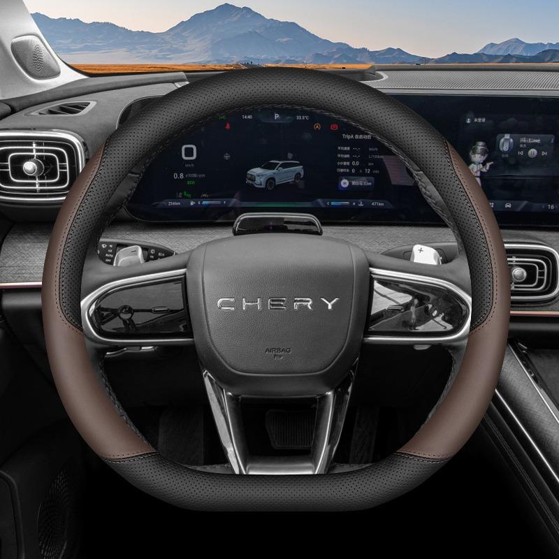 Für Chery Tiggo 9 C-DM 2025 2026 Auto Lenkradabdeckung Ultra Dünnes Leder Anti-Rutsch Dekorativer Rahmen Schutz Zubehör