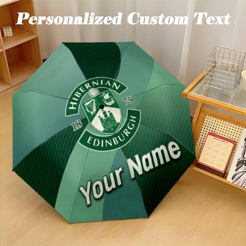 8 Rib Auto Folding Umbrella Hibernian FC Print Custom Name Text Portable Rain Gear