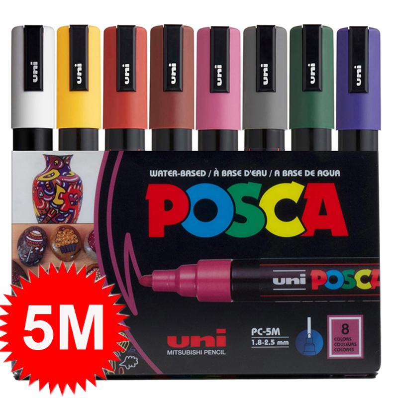 Japan Uni POSCA Markers Set Water-Based Acrylic Paint Pen Rock Painting PC-1M PC-3M PC-5M PC-8K PC-17K Full Colors Range Drawing