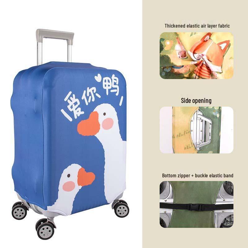 Maßgefertigter elastischer Gepäckschutzbezug mit Digitaldruck, verdickte Luftschicht für Reise-Trolleykoffer