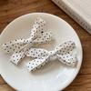 2Pair Black and White Polka Dot Bow Hair Clip Small Fresh Fabric Side Clip Girl Simple Daily Headwear Set Hairbows for Girls